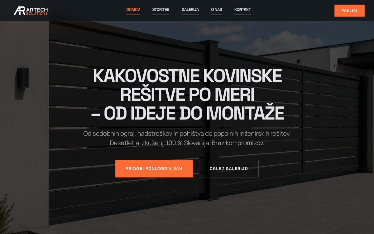 Artech Solutions — spletna stran