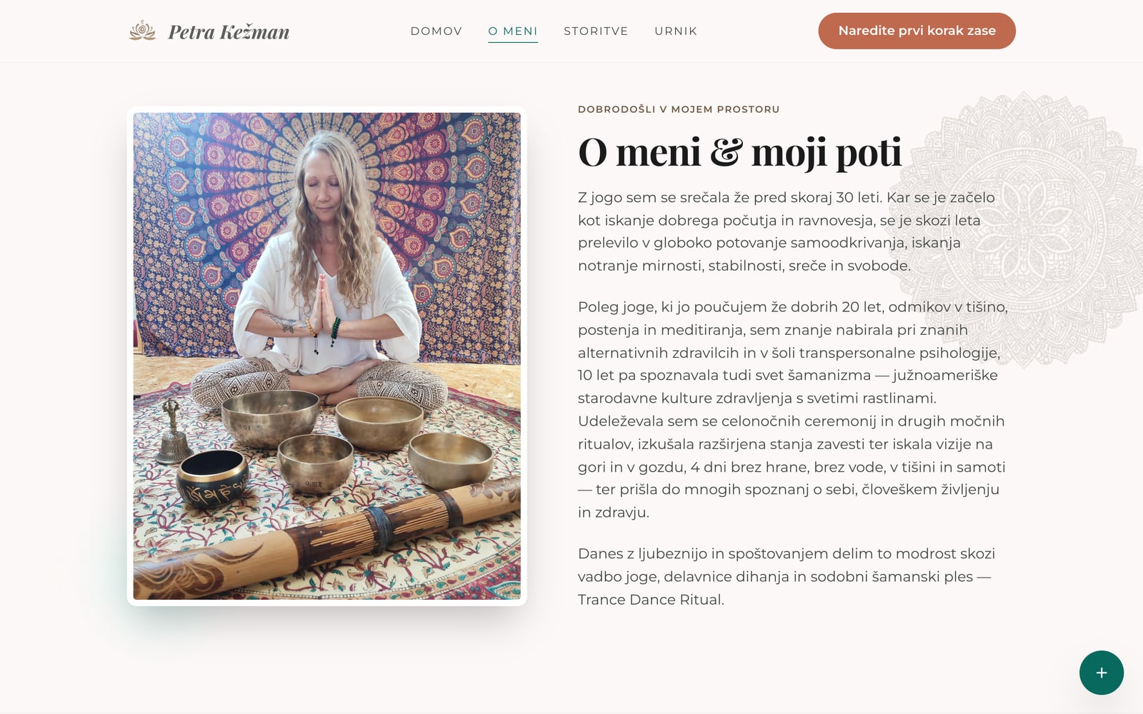 Petra Kežman, stran O meni z osebno zgodbo