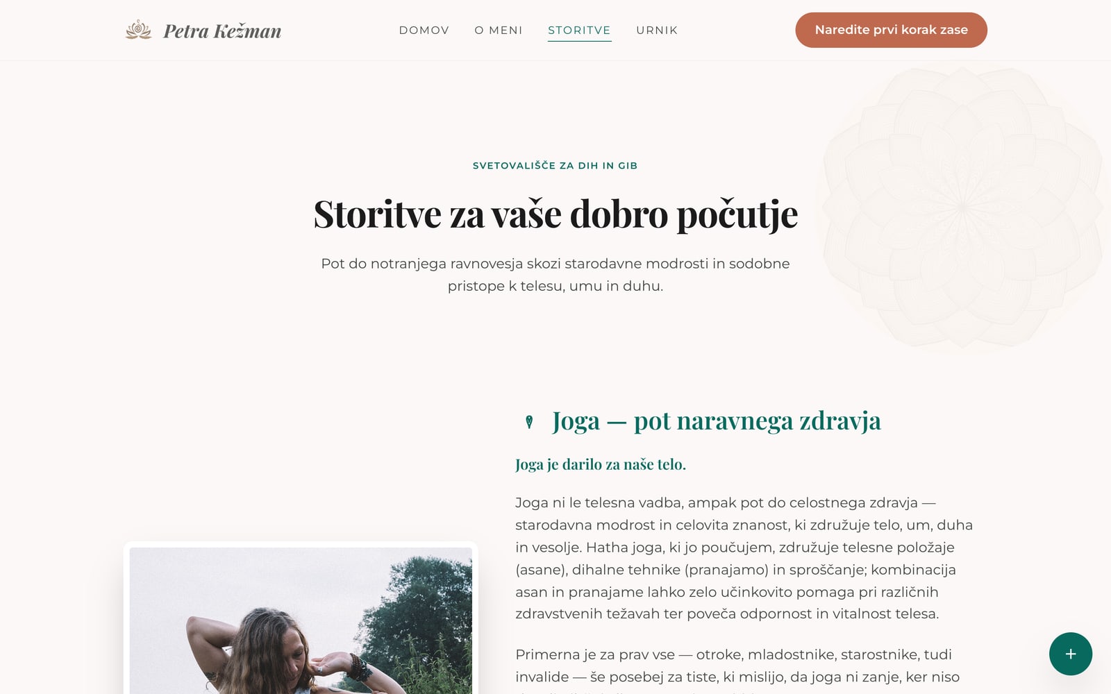 Petra Kežman, stran Storitve